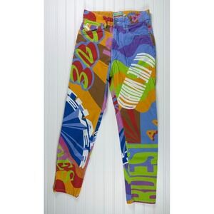 Fiorucci x Lakwena All Over Graphic Logo Jeans Size 26 UK Made